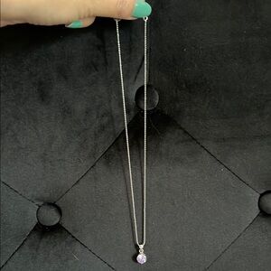 Elegant Silver Necklace with Purple Pendant